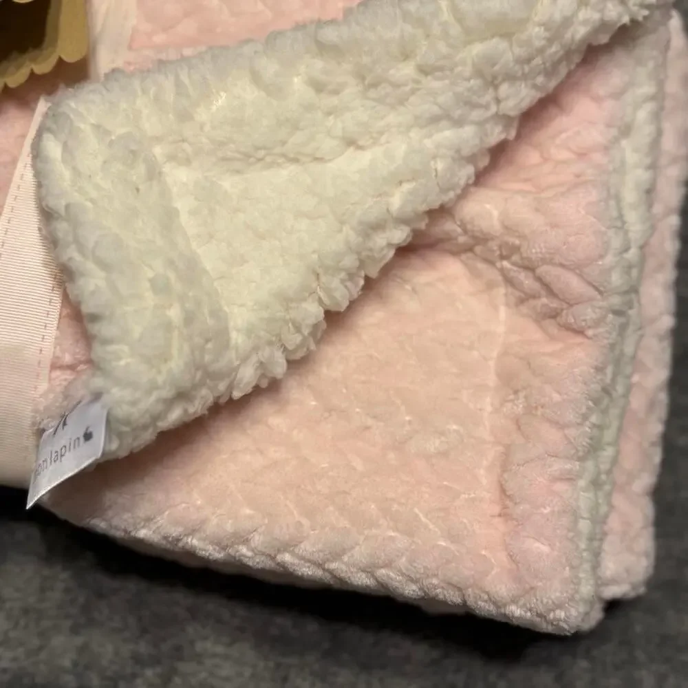 NWT Mon Lapin pink quilted velvet baby blanket